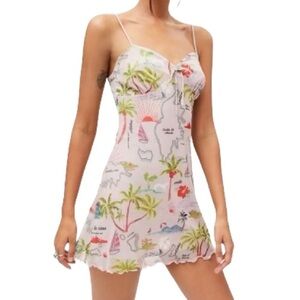 Urban Outfitters Elodie Mini Dress-Floral Tropical Print, Lined L